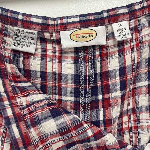 Talbots Blue and White Ankle Cropped Pants women plus size 14 Cotton Seersucker - Picture 4 of 10